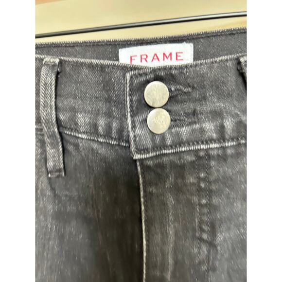 FRAME High Rise Black Wash Heritage Le Sylvie Slender Straight Women's size 25 - Picture 8 of 8